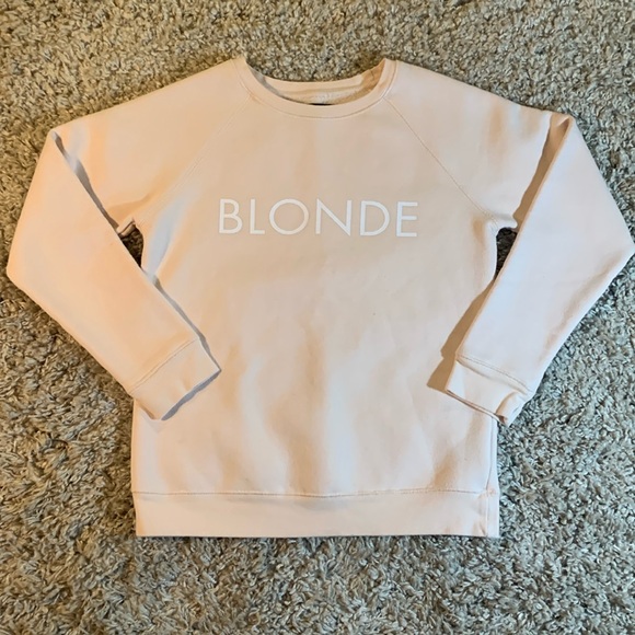 Brunette The Label Girls Pale Pink BLONDE Sweatshirt Size 10/12 - Picture 1 of 5